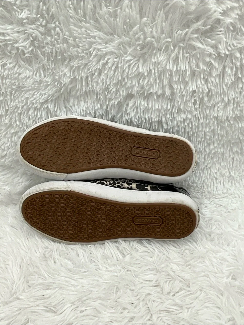 Coach Barrett Sneakers Size 7 Black & Tan Leopard-Print Canvas Low-Top Lace-up - Picture 6 of 9